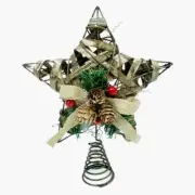 Rattan Star Tree Topper 10" At Home Christmas