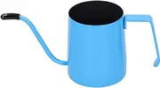 Stainless Steel Gooseneck Coffee Kettle 350ml, 304 Food Grade Pour Over Pot with Fine Spout for Home Brewing, Latte Milk (350ml Hand-Punched Cup (Blue))