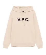 A.P.C. Logo Printed Drawstring Hoodie S,XL,M Beige