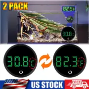 2x Fish Tank Digital Thermometer Accurate LED Display to ±0.9°F Tank Thermometer