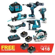 MAKITA 18V Brushless 6 Piece 2 x 5.0AH Combo Kits DLX6136TX1