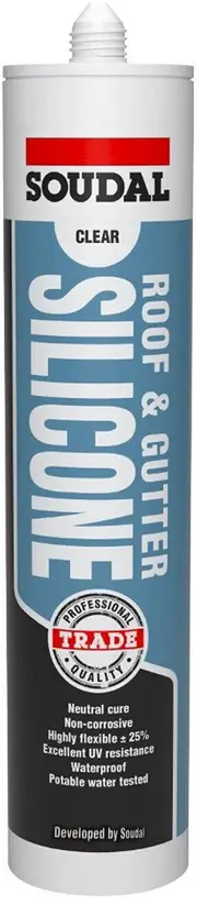 Soudal® Roof & Gutter 300ml Seal Silicone Transparent Clear Sealant Sealer PRO