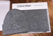 Calvin Klein 2 Piece Men’s Hat & Scarf 1 Size Gray w/Embroidered Logo Retail $98