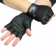 Medium Fingerless Gloves Black Leather Working Out Weight Lifting Gym Wheelchair