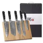 6Pcs TURWHO Kitchen Knife Cleaver Utility Santoku Bread Chef Knife Block Set
