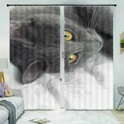 Brown Black Nice Cats 3D Curtain Blockout Photo Printing Curtains Drape Fabric