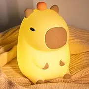 Piwaal Night Light,Cute Animal Silicone Nursery Nightlight with Dimmable & Timer,Portable Rechargeable USB LED Touch Lamp（Capybara）