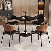 YUGXTH Reception Table and Chair Combination, Coffee Table and Chair Set, Dining Table with 4 Chairs Set, Negotiation Reception Tables, Business Conference Room Coffee Table, for Lounge(Black,80cm/31.