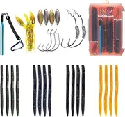 27-Piece Fishing Kit with 16 Worm Lures, Rigging Tool, Lobster Lure, Crank Hooks, Spoon Lures, Weighted Hooks in Tackle Box – Perfect Anglers