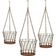 3pc Hanging Basket 24/29/33cm Metal Plant Holder Garden Patio Home Decor Sue