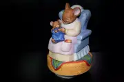 Vintage Bunny Rabbit Family Music Box (Plays "Go To Sleep Little Baby") SIGMA