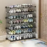 5 7 Tiers Shoe Rack Storage Organizer Shelf Stand Shelves Free Standing 20 to 28 Pair Shoe Organizer Adjustabel Fit for Boots Easy Expand (7 Tier Black)