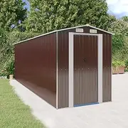 Garden Storage Shed, Outdoor Storage Shed Tool Store Cabinet Garden Shed Dark Brown 192x606x223 cm Galvanised Steel