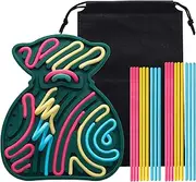 Sensory Activity Board, Silicone Sensory Fidget Toys for Kids, Autism Sensory Toys, ADHD Toys for Calming, Silicone Adult Fidgets for Anxiety and Stress – Extra Travel Bag + 18 Strings（Dark Green）