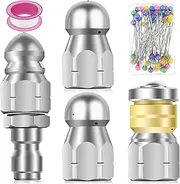 Quick Connect 1/4 Thread Pipe Cleaning Rotating Nozzle Nozzle，Sewer Jet Nozzle Kit，Pressure Washer Drain Pipe Hose Cleaning Kit for Pressure Washer High Pressure Hose Adaptor Extension Hose