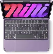 Swivel Keyboard Case for Apple iPad Mini 6th Generation 8.3-inch 2021, Wireless Rotatable Cover with RGB Backlight, Multi-Touch Ttrackpad, Metallic Purple