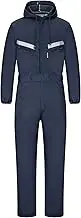 Men's Work Overalls, Reflective Band, Work Suit, Workwear, Craftsman Suit, Work Suit with Hood and Many Pockets, Navy Blue, M
