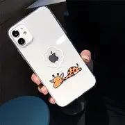 Cute Cartoon Animal Giraffe Transparent Case for iPhone 13 Pro Max 12 Mini 11 X XS XR 7 8 Plus Couple Clear Soft TPU Cover,T2,for iPhone XR