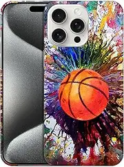 GlamCase for iPhone 15 Pro Max, iPhone 15 Pro Max Case - Vintage Color Basketball Design Printed Slim & Sleek Cute Plastic Hard Protective Designer Back Phone Case/Cover for iPhone 15 Pro Max