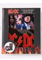 NEW ACDC CAP HAT & SOCKS & WITH BAND & HIGHWAY TO HELL GIFT SET RARE