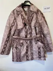 TOPSHOP Faux Leather Short Belted Coat in Snakeskin Pink (ccc327)