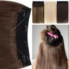 Thick One Piece Headband Wrap Clip In Wire 100% Remy Human Hair Extensions Weft