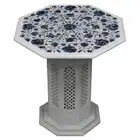 18" Marble Table Top semi precious stones Art Handmade inlay With marble Stand