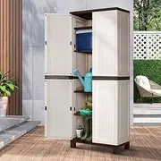 Livsip Outdoor Storage Cabinet Waterproof with Adjustable Shelf and Lockable Door Beige