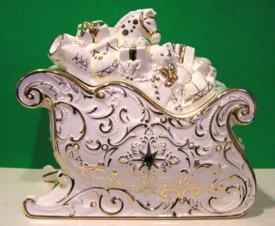 LENOX FLORENTINE and PEARL SLEIGH COOKIE JAR -- Jeweled Candy Dish -- NEW in BOX