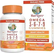 Organic Vegan Vitamin Omega 3-6-7-9 Gummies Supplement (Plant Based) by MaryRuth Chewable, Non-GMO, Gluten Free for Men, Women & Kids, NO Fish, NO Krill, Sugar Free (120 Count)