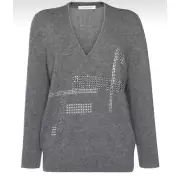 christopher kane NEW hoffix v neck Wool Cashmere jumper sweater gray Sz S $1165
