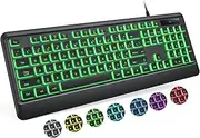 Wired Backlit Keyboard for Mac, Lighted Keyboards with 7 Colors Backlight, Full Size Computer Keyboards with Numeric Keypad Compatible with Apple Mac Pro/Mini, MacBook Pro/Air, iMac (Black)