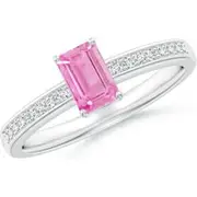 Octagonal Pink Sapphire Cocktail Ring with Diamonds