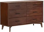 Walker Edison Modern Bedroom Storage Organizer with 6 Drawers, Wood, Walnut Handle, 52 Inch