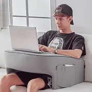 cooloo8 Lap Desk Pillow, Lap Pillow for Laptop, Memory Foam Bed Desk Pillow for Working, Gaming, Reading, Crocheting in Bed Couch(Grey)