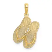 14k Yellow Gold 3D Large SARASOTA FLORIDA Flip-Flops Charm