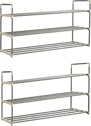 [Home-Complete] Shoe Storage Rack, 3-Tier Organizer for Closet, Bathroom, Entryway, 2 sets