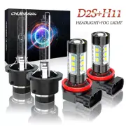 D2S HID Xenon Headlight + H11 LED Fog Light Bulb For Mitsubishi Lancer 2009-2017