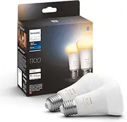 Philips Hue New White Ambiance Smart Light Bulb 2 Pack 75W - 1100 Lumen [E27 Edison Screw] with Bluetooth. Compatible with Alexa, Google Assistant and Apple Homekit.