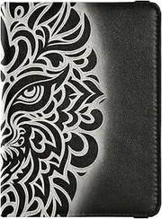 [Amooorous] Black Tribal Cool Tigers Leopard Leather decorative Passport Holder Covers Case Travel Documents Organizer Protector Wallet Passport Holder Ultra Slim, Black tribal cool Tigers leopard, 1 size