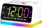 Digital Alarm Clock for Bedroom, 8 Colors Night Light with 2 Charging Port, Slee