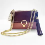 ALDO Burgundy Purple Wendamar Crossbody Bag Faux Leather Tassel Chain Strap NWT