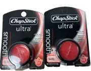 2 ChapStick Ultra Smooth FORTIFY Cranberry Seed Oil Lip Balm .21 oz Pot Red NOS