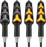 Kinstecks 4PCS Motorcycle Indicators Flowing Turn Signal Lights Motorbike Turning Indicators 12V 12 LEDs Bulbs for Motorcycle Motorbike Scooter Quad Cruiser Off Road-Y Shape