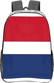 [DRTGEDS] Dutch Flag Clear Backpack,High Capacity Clear Bag For Travel,Work,Festival, Concerts Women Men Unisex