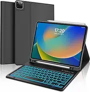 Keyboard Case for iPad Pro 12.9-in 6th, 5th, 4th, 3rd Generation - Keypad for iPad Air 13 (M3/M2) Case, Magnetic Detachable, 7 Colors Backlit, Folio Cover for Pro 12.9 Keyboard Pen Holder, Black