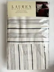 2 Ralph Lauren Standard Pillow Cases Black Cream Stripe Bleecker Street Cotton