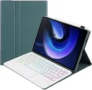 Backlit Keyboard Case Compatible with Xiaomi Redmi Pad SE 11 Inch 2025, Magnetic Removable Wireless Colorful Backlit Touch Keyboard and Protective Case Cover with Pen Slot (Green)