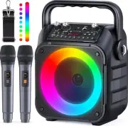CYY Karaoke Machine, Portable Bluetooth Speaker with 2 Wireless Microphones…