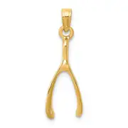 14K Yellow Gold Wishbone Pendant